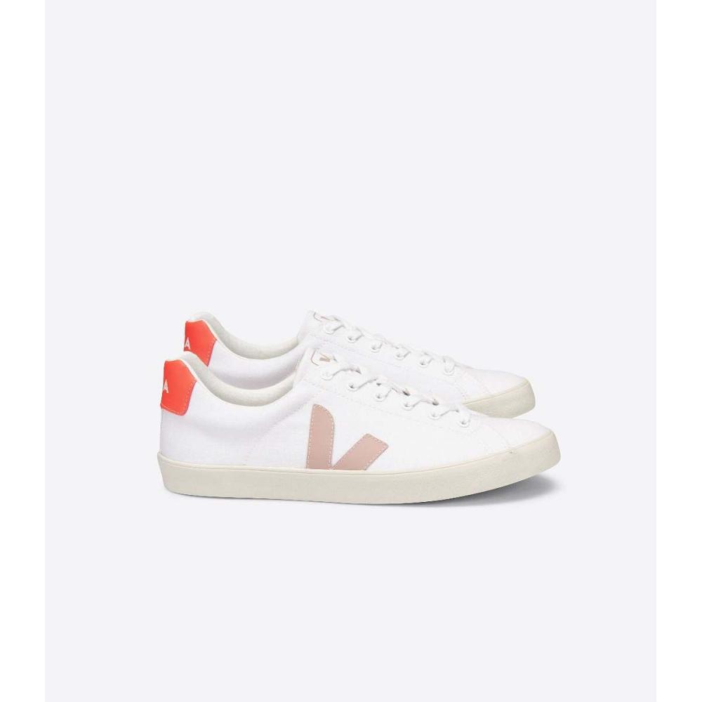 Women\'s Veja ESPLAR SE CANVAS Sneakers White/Orange | ZA 605YXF